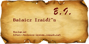 Balaicz Izaiás névjegykártya